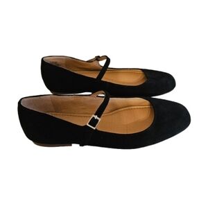 Crown Vintage Sillani Black Suede Mary Jane Ballet Flats 8.5 Balletcore Office